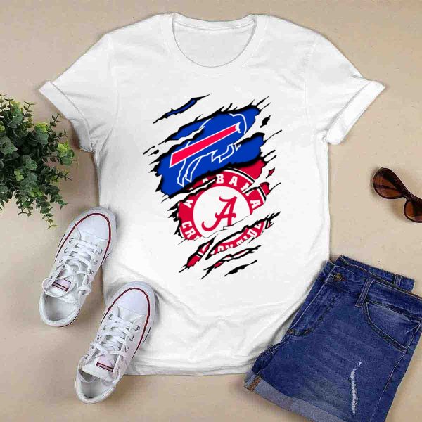 Alabama Crimson Tide Buffalo Bills Fan Crossover T Shirt Style 1 0