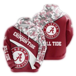 Alabama Crimson Tide Camo Veteran All-Over Print Hoodie