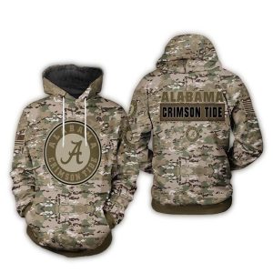 Alabama Crimson Tide Camo Veteran Days All-Over Print Hoodie