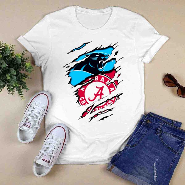 Alabama Crimson Tide Carolina Panthers Crossover T Shirt Style 1 0