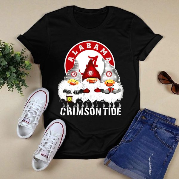 Alabama Crimson Tide Christmas Gnomes Merry Christmas Happy Holidays T Shirt Style 1 Black 1