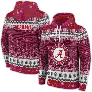 Alabama Crimson Tide Christmas Trees All-Over Print Hoodie