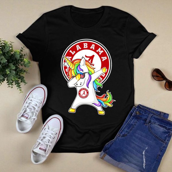 Alabama Crimson Tide Dabbing Unicorn T Shirt Style 1 Black 1