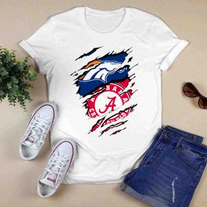 Alabama Crimson Tide Denver Broncos Logo Fusion T-Shirt
