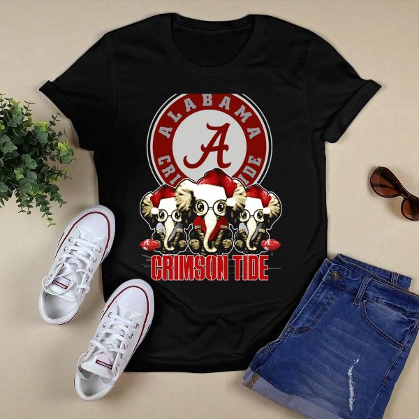 Alabama Crimson Tide Elephant Xmas Holiday Fans T Shirt Style 1 Black 1