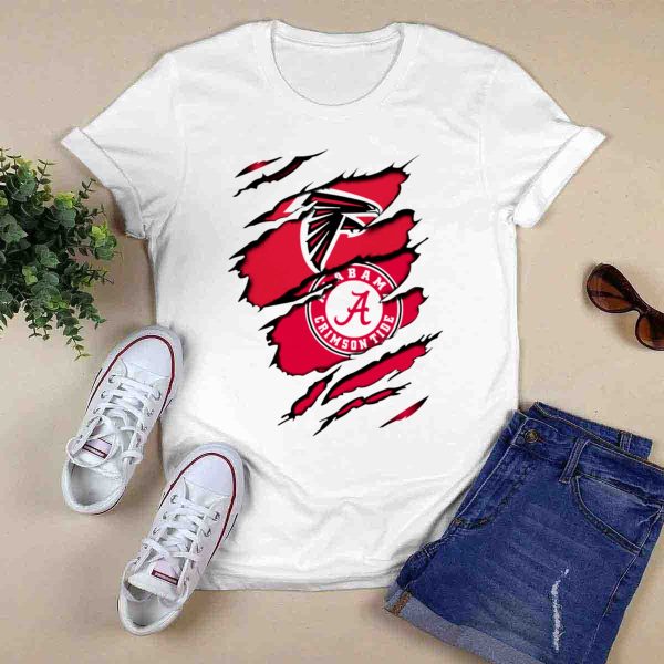 Alabama Crimson Tide Falcons Logo Torn T Shirt Style 1 0