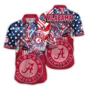 Alabama Crimson Tide Flag American For 4th Of July Hawaiian Shirt