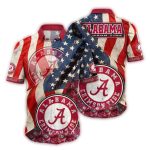 Alabama Crimson Tide Flag American Hawaiian Shirt