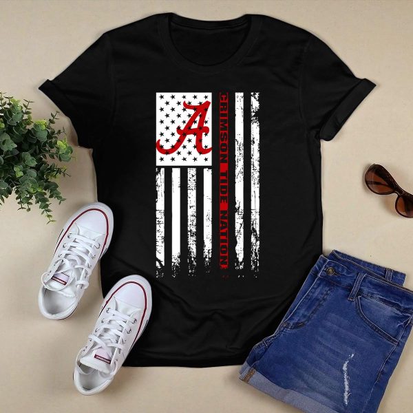 Alabama Crimson Tide Flag Crimson Tide Nation T Shirt Style 1 Black 1