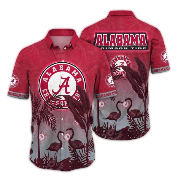 Alabama Crimson Tide Flamingo Landscape Vintage Hawaiian Shirt 1