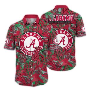 Alabama Crimson Tide Floral Flower Pattern Vintage Hawaiian Shirt