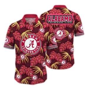 Alabama Crimson Tide Floral Leafs Vintage Hawaiian Shirt