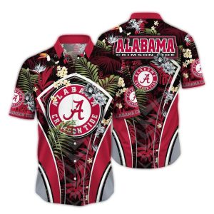 Alabama Crimson Tide Floral Uniform Hawaiian Shirt