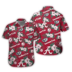 Alabama Crimson Tide Flower Pattern Hawaiian Shirt