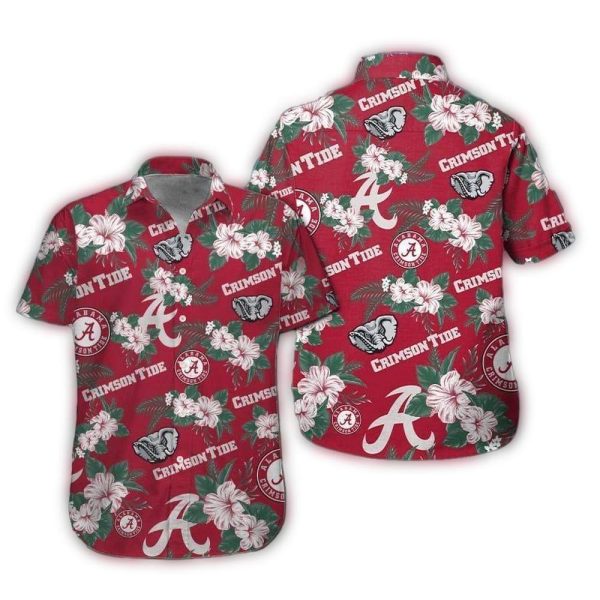 Alabama Crimson Tide Flower Pattern Hawaiian Shirt 1
