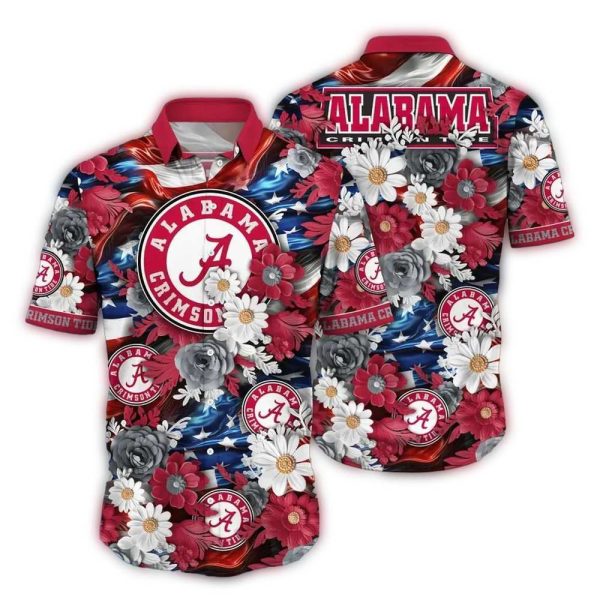 Alabama-Crimson-Tide-Flower-Pattern-Vacation-Summer-Hawaiian-Shirt-1 Alabama Crimson Tide Flower Pattern Vacation Summer Hawaiian Shirt 1