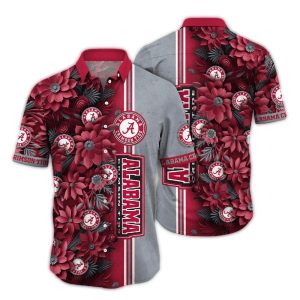Alabama Crimson Tide Flower Stripe Hawaiian Shirt