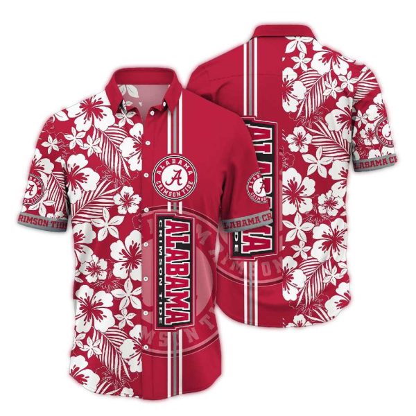 Alabama Crimson Tide Flower Stripe Vintage Hawaiian Shirt 1