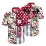 Alabama Crimson Tide Flower And Flag Us Hawaiian Shirt