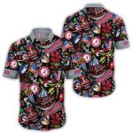 Alabama Crimson Tide Flower And Tiki Pattern Hawaiian Shirt