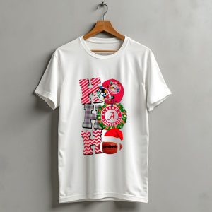 Alabama Crimson Tide Football Christmas Ho Ho Ho Santa Hat Wreath Football Helmet T Shirt
