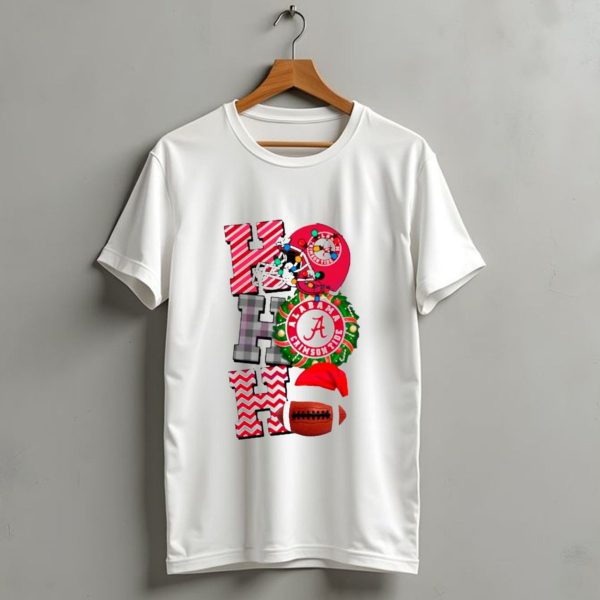 Alabama Crimson Tide Football Christmas Ho Ho Ho Santa Hat Wreath Football Helmet T Shirt 1 t shirt 1