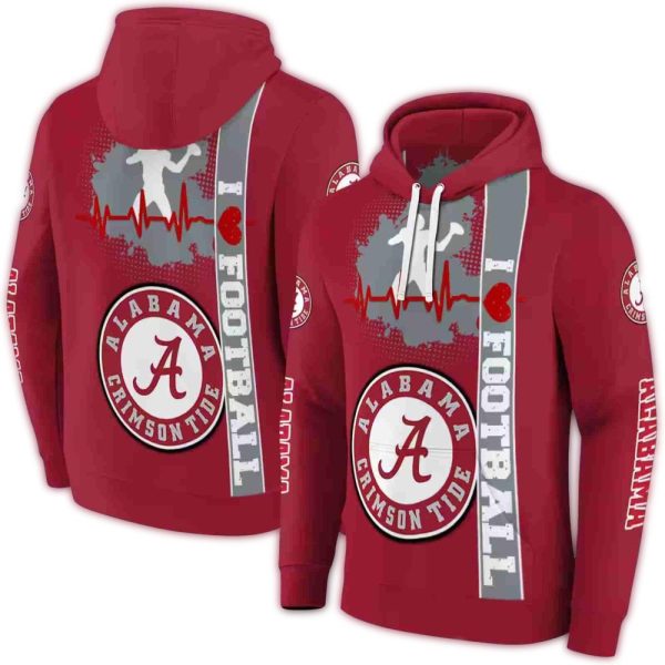 Alabama Crimson Tide Football Heartbeat AOP Hoodie 1