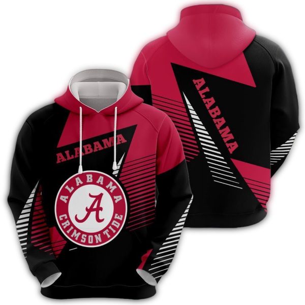 Alabama Crimson Tide Football Red and Black AOP Hoodie 1