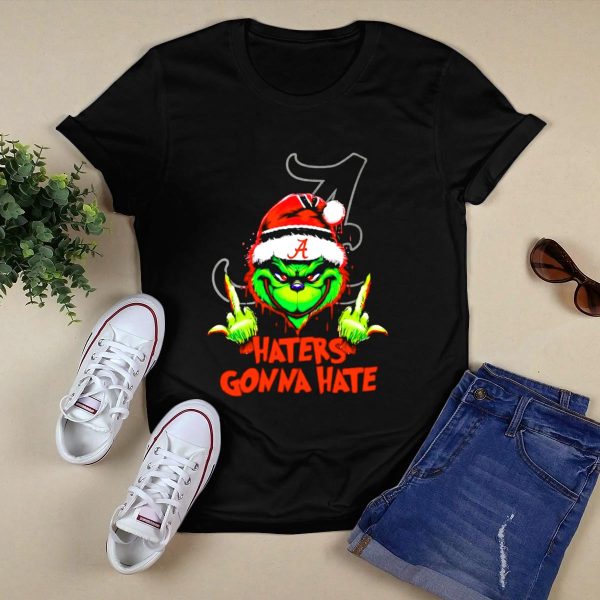 Alabama Crimson Tide Grinch Haters Gonna Hate Middle Finger T Shirt Style 1 Black 1