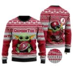 Alabama Crimson Tide Grogu Baby Yoda Hug Logo Christmas Ugly Sweater