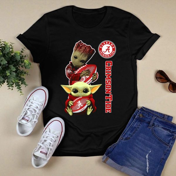 Alabama Crimson Tide Groot Baby Yoda Football T Shirt Style 1 Black 1