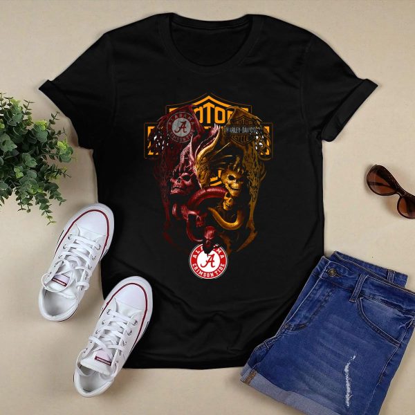 Alabama Crimson Tide HD Skulls And Serpents T Shirt Style 1 Black 1