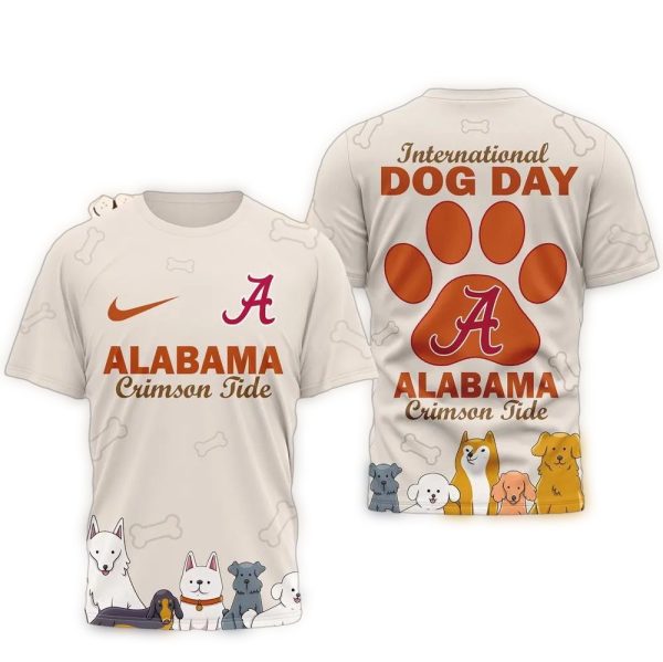 Alabama Crimson Tide Happy International Dog Day AOP T Shirt 1