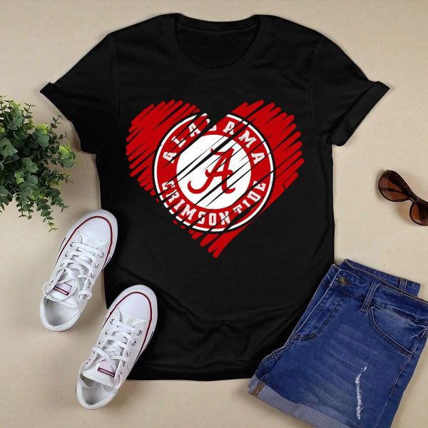 Alabama Crimson Tide Heart You Are My Love T Shirt Style 1 Black 1