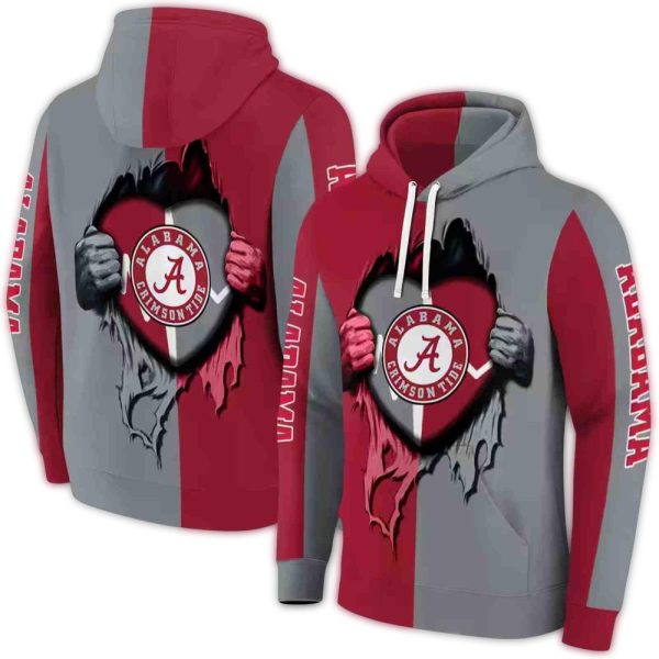 Alabama Crimson Tide Heartbeat Graphic AOP Hoodie 1