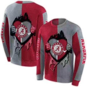 Alabama Crimson Tide Heartbeat Graphic All-over Print Sweatshirt