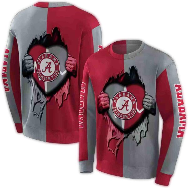 Alabama Crimson Tide Heartbeat Graphic AOP Sweatshirt 1
