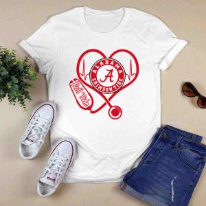 Alabama Crimson Tide Heartbeat Stethoscope Roll Tide T-Shirt