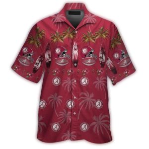Alabama Crimson Tide Helmet Surf Floral Pattern Hawaiian Shirt