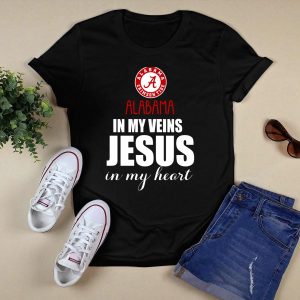 Alabama Crimson Tide In My Veins Jesus In My Heart T Shirt