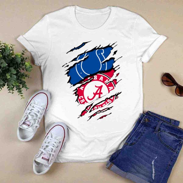 Alabama Crimson Tide Indianapolis Colts Torn T Shirt Style 1 0