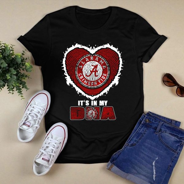 Alabama Crimson Tide Its In My Dna Heart Fingerprint T Shirt Style 1 Black 1