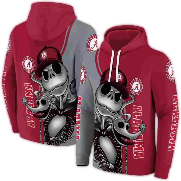 Alabama Crimson Tide Jack Skellington AOP Hoodie 1