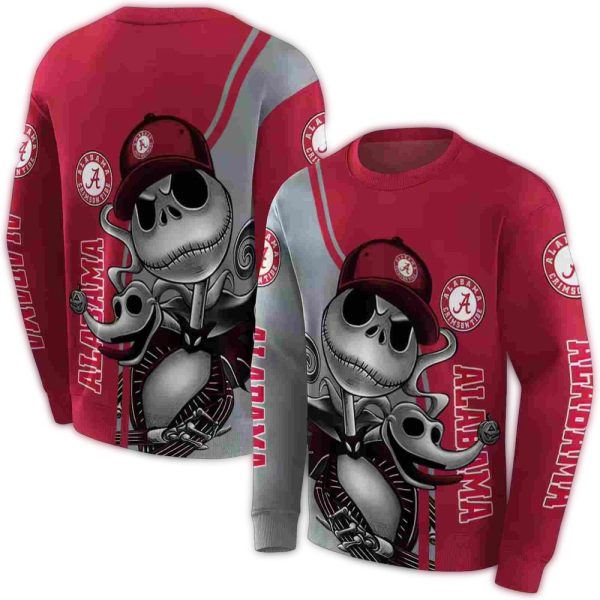 Alabama Crimson Tide Jack Skellington AOP Sweatshirt 1