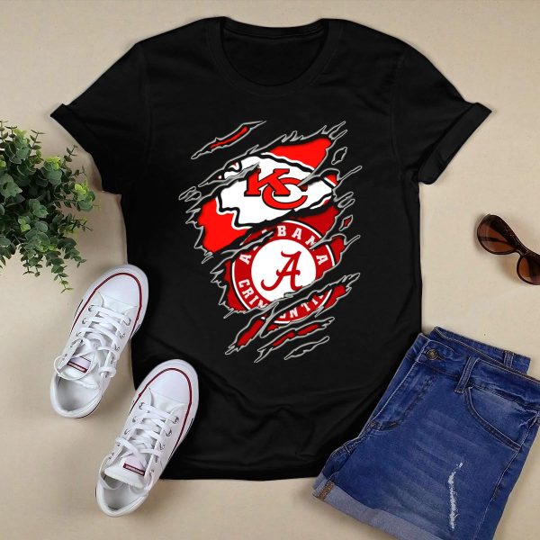 Alabama Crimson Tide Kansas City Chiefs Football Fans T Shirt Style 1 Black 1