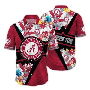 Alabama Crimson Tide Leaf Flower And Pineapple Hawaiian Shirt