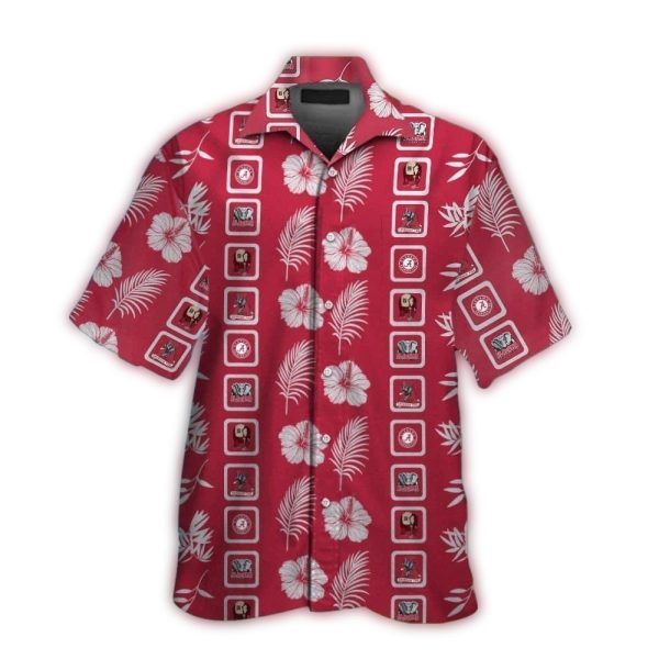 Alabama-Crimson-Tide-Logo-Flower-and-Leafs-Pattern-Hawaiian-Shirt-1 Alabama Crimson Tide Logo Flower and Leafs Pattern Hawaiian Shirt 1