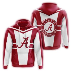 Alabama Crimson Tide Logo Red And White All-Over Print Hoodie