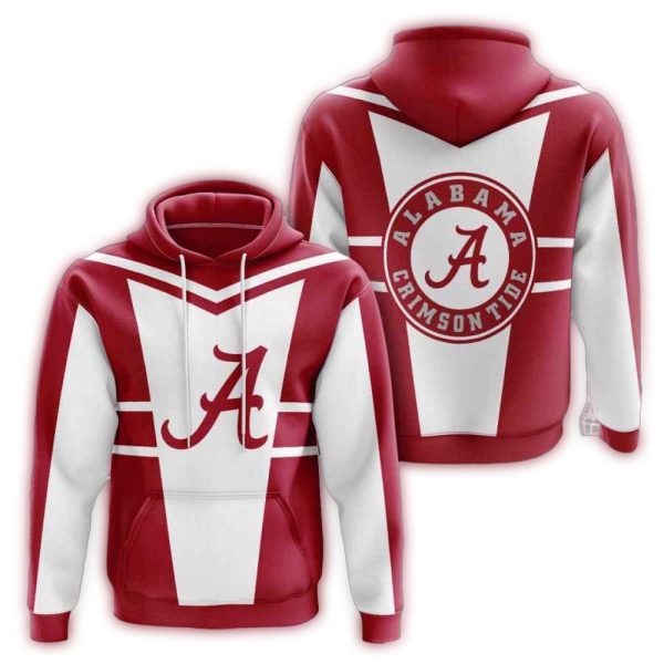Alabama Crimson Tide Logo Red and White AOP Hoodie 1