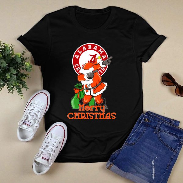 Alabama Crimson Tide Merry Christmas Santa T Shirt Style 1 Black 1